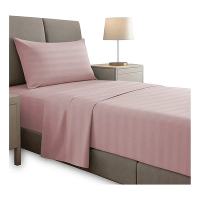 Juego De Sábanas Individual 3000 Hilos Egipcian Premium Color Rosa Diseño De La Tela Rayas | MercadoLibre