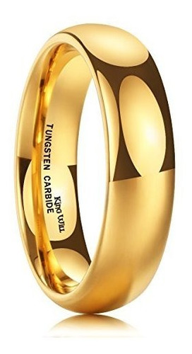 Anillo Tungsteno King Will Glory 24k Oro Rosa Pulido Band.