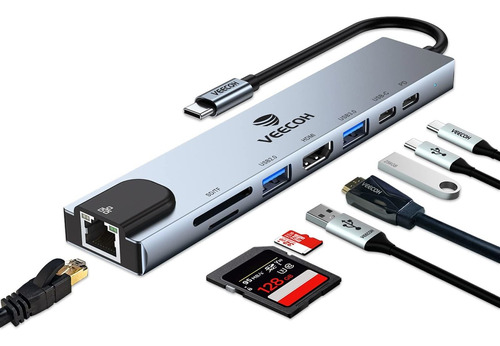 Veecoh Hub Usb C Para Macbook Air/pro, Adaptador Multipuerto