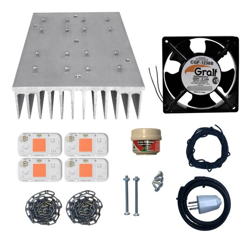 Combo Kit Led 200w Cultivo Indoor, Completo Perforado Cables