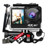 Câmera Sport 4k 16mp Microfone + 32gb + Carregador + Bateria