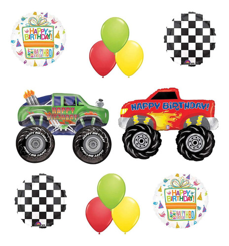 Paquete De Globos Monster Truck Fiesta Niños 