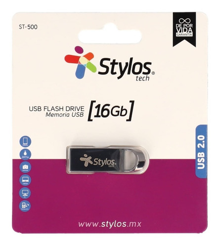 Kit De 100 Memorias Usb Stylos Tech St100 16gb 2.0 Plateada