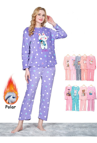Pijama Polar Calientita Peluche Dama 10 Conjuntos De Pijamas