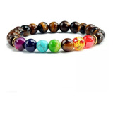 Pulsera De Piedras Ojo De Tigre 7 Chakras Yoga