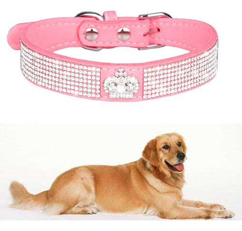 Collar De Perro Ajustable Con Cristales Brillantes