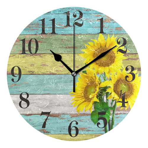 Wihve Reloj Colgante Redondo De Girasol De 9.5 Pulgadas, Dec