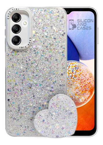 Carcasa Para Samsung A05s Brillo Glitter Incluye Pop Socket