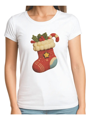 Blusa Playera Talla Extra Mujer Navidad Bota Crochet