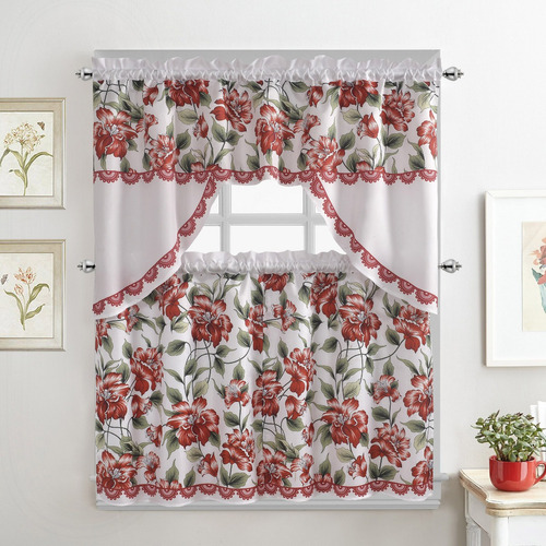 Cortina De Cocina Con Estampado Floral