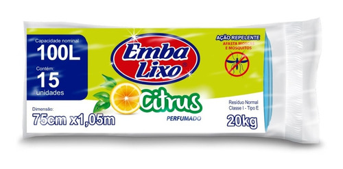 Saco De Lixo Embalixo 100l Perfumado Citrus Com 15 Unidades