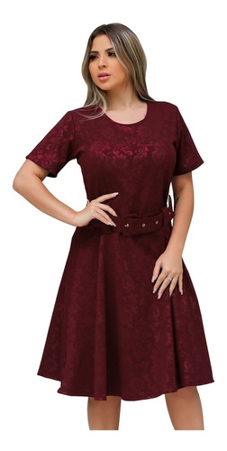 Vestido Evangelico Feminino Gode Plus Size Com Cinto E Solto