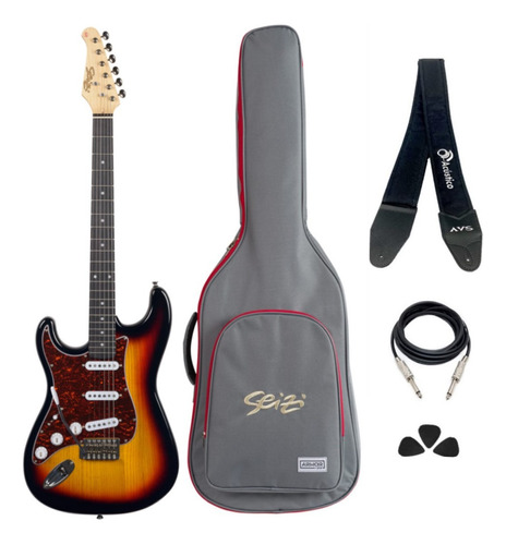 Kit Guitarra Seizi Vintage Shinobi Lefty Sunburst Completo