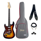 Kit Guitarra Seizi Vintage Shinobi Lefty Sunburst Completo