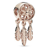 Charm Atrapasueños Espiritual Cubierto En Oro Rosa De 14k