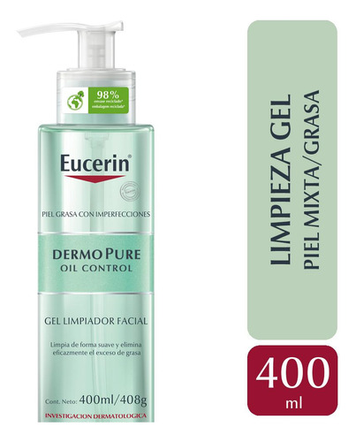 Eucerin Dermopure Oil Control Gel Limpiador Piel Grasa 400ml