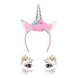 Diadema De Unicornio Hyperfun Para Niñas Y Pegatinas De Joya