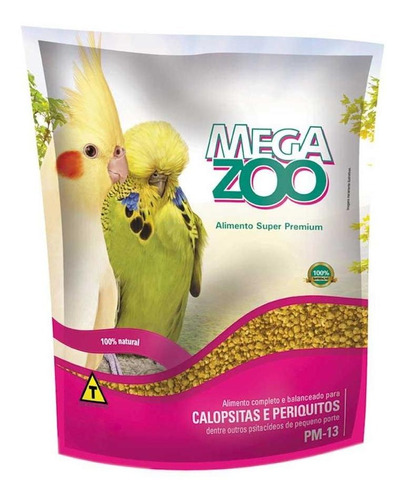 Ração Premium Megazoo Calopsita Periquitos 100% Natural 350g