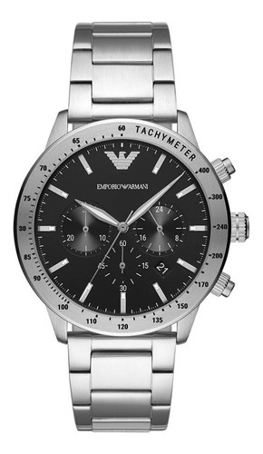 Reloj Emporio Armani Mario Original Hombre E-watch Color De La Correa Plateado Color Del Bisel Plateado Color Del Fondo Negro