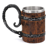 Mug Taza Vaso Cervecero Vikingo En Acero Y Resina