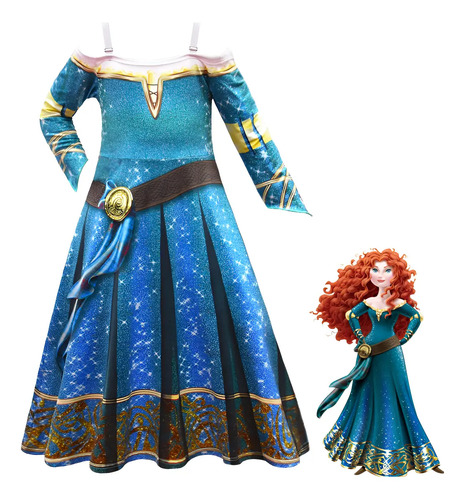 Qmm Vestido Valiente Mérida Cosplay For Niña Halloween Ou