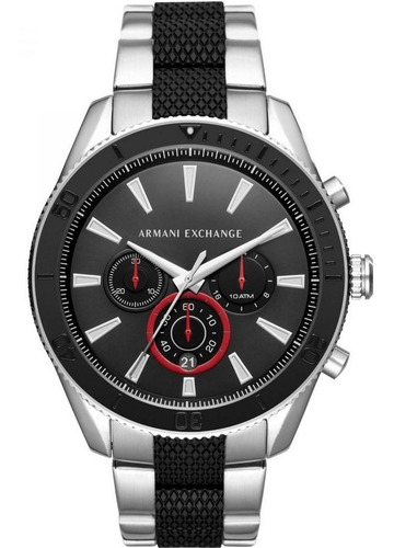 Reloj Armani Exchange Ax1813 Caballero Acero Original Color De La Correa Plata Color Del Bisel Negro Color Del Fondo Negro