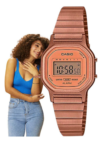 Relógio Casio Feminino Vintage Digital Rose La-11wr-5adf