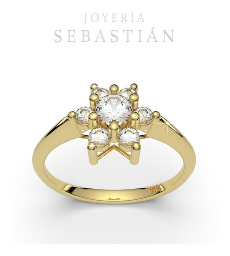 Anillo Estrella Con Piedras Circones Oro18k Amarillo 