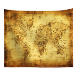 Tapiz Decorativo Con Mapa Del Mundo Vintage En Forma De Y Pa