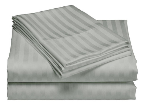 Juego De Sábanas Sencillo Gris Plata 100x190 Fuelle 30 Cm 