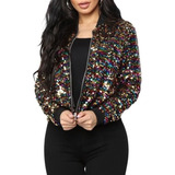 Chaqueta Bomber Colorido Lentejuelas Brillantes Bl [s]