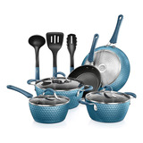 Set De Cocina Nutrichef Cacerola, Ollas, De Cerámica, Azul