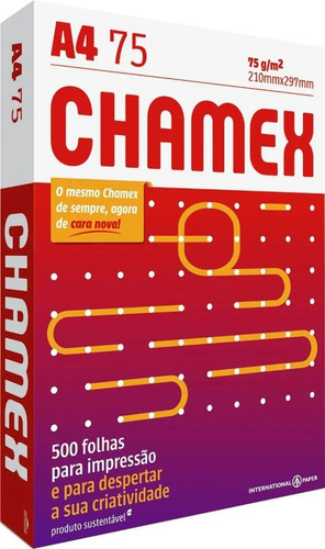 Papel Sulfite A4 Chamex Resma 500 Folhas 75g 210mmx297mm Branco