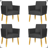 Kit 4 Poltronas Decorativas Reforçada C/ Base Promoção Preto