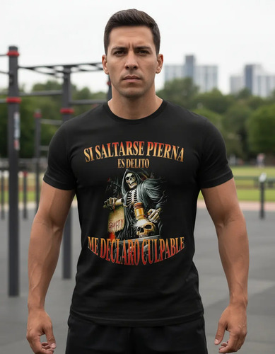 Playera Gym Calavera Frase Saltarse El Día De Piernas