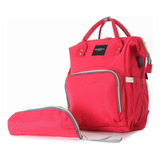 Pañalera Premium Tipo Mochila Multifuncional Usb Mama Mia Color Rojo