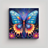 50x50cm Cuadro Decorativo De Mariposa Multicolor Flores