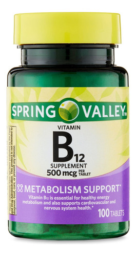 Spring Valley Vitamina B12 500 Mcg Cianocobalamina 100 Pieza