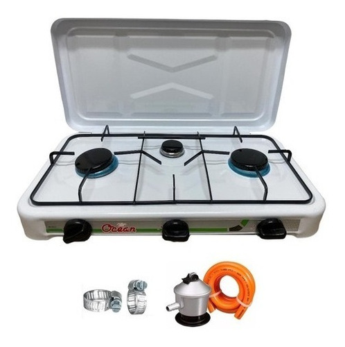 Set Cocina Camping A Gas Cocina Portatil 3 Plato Regulador