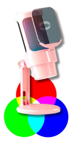 Microfone Gamer Condensador Rgb Rosa Profissional Podcast