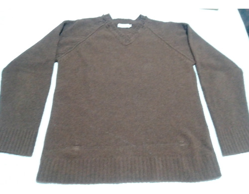 Sweater Pullover Tascani Color Marron Poliester Escote En V