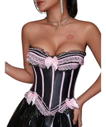 Corset Top Importado Premium Shein Encaje Satén Bustier 