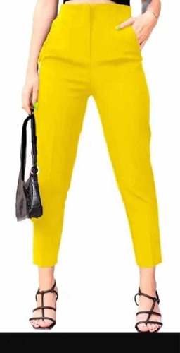 Pantalon Tiro Alto De Vestir Pinzas En Cintura Elegante!