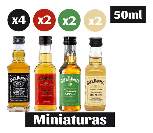 10x Whiskey Jack Daniels 7 Miniatura 50ml Coleccionable Variedad Mix Variedades