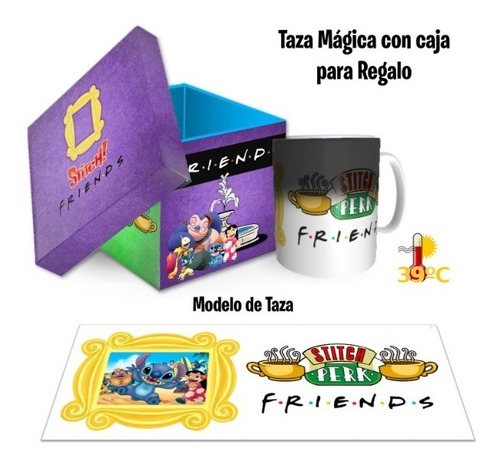 Taza Magica Con Caja Para Regalo, Stitch Friends Con Envio