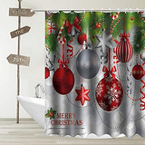 Cortina De Ducha Con Diseño De Bolas De Navidad 70.0x70.0''