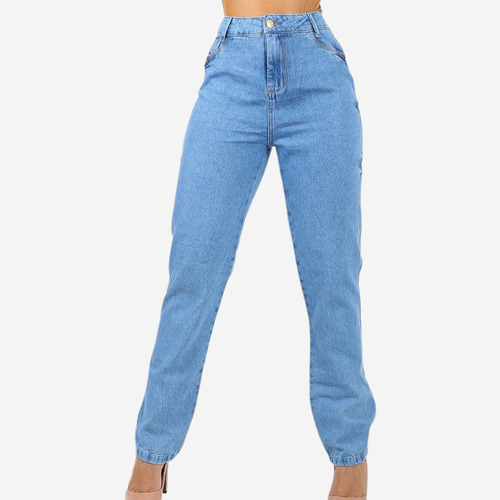 Calça Jeans Mom Feminina Cintura Alta Wide Leg Mom Premium