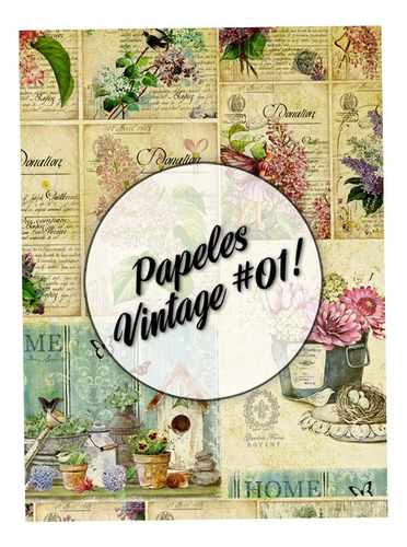 Papeles Vintage #01!  Lámina Decoupage Autoadhesiva 30 X 42 