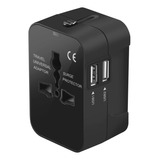 Clavija Adaptador De Viaje Internacional Con 2 Puertos Usb