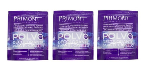 3 Polvos Decolorante Máxima Decoloración Pelo - Primont 700g